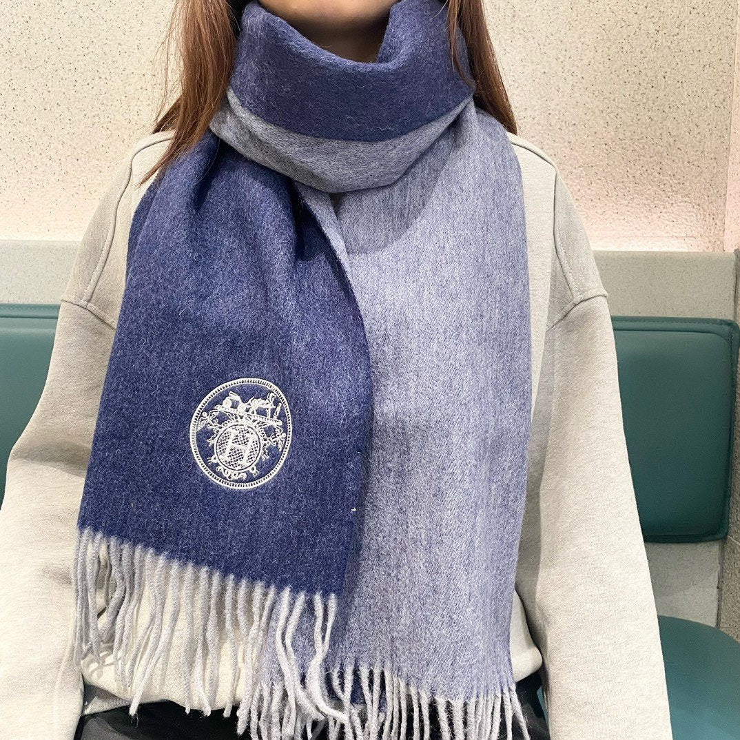 HM 25 200cm Scarf Blue Cashmere 825628