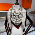 HM Grand Apparat Bandana Shawl 140x140cm Cream Black Cashmere Silk 212693