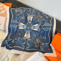 HM Bouquets Sellier Scarf White Blue Cashmere 145875
