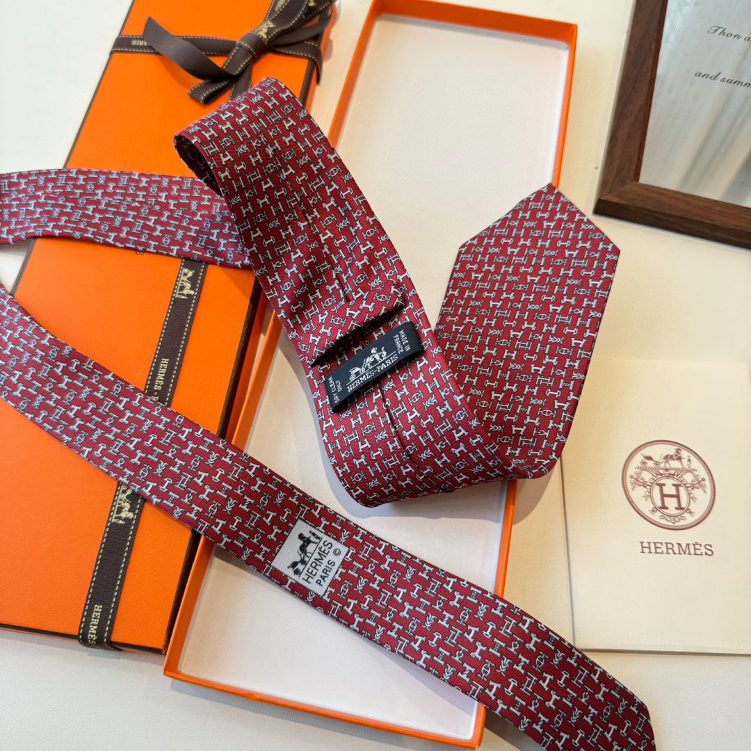 HM Boucles En Vrac Tie Burgundy Twill Silk 210011