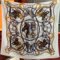HM 25s Radiant Scarf 200cm White Purple Brown Cashmere Silk 962394