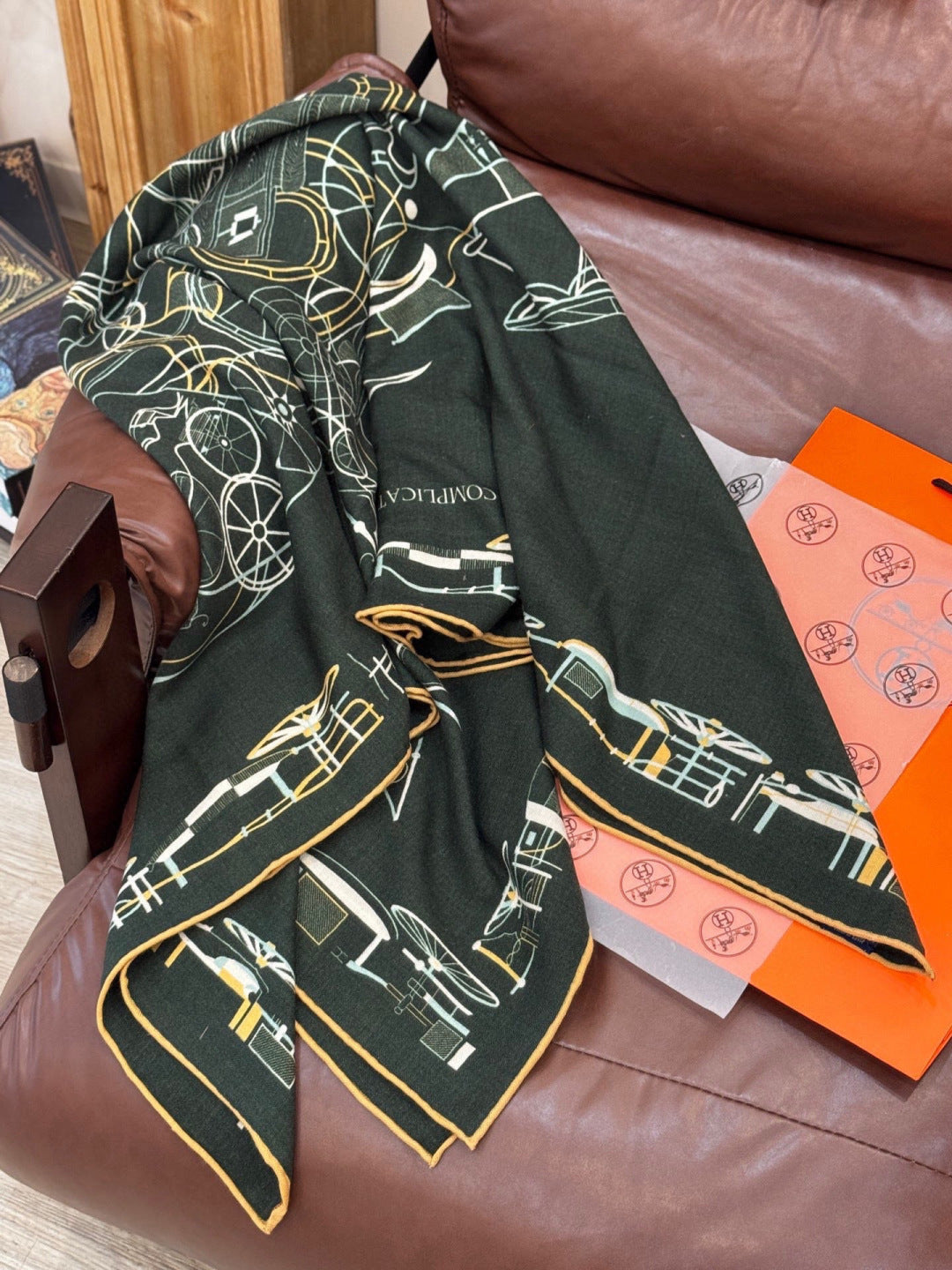 HM 25s Amazing Reversible Scarf 140cm Dark Green Cashmere Silk 970959