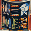 HM 25s Equestrianism Scarf 140cm Navy Blue Cashmere Silk 970961