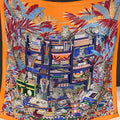 HM 25s Reversible Scarf 140cm Orange Blue Cashmere 976227