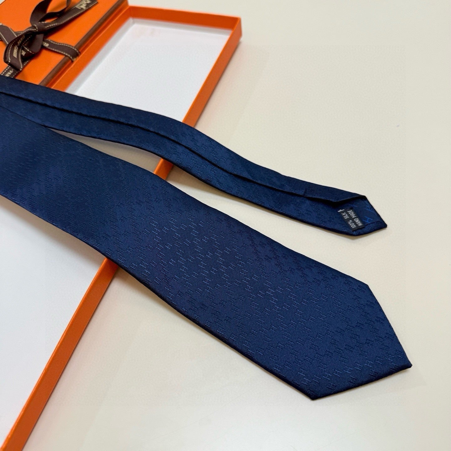 HM Jacquard Tie Dark Blue Twill Silk 212089