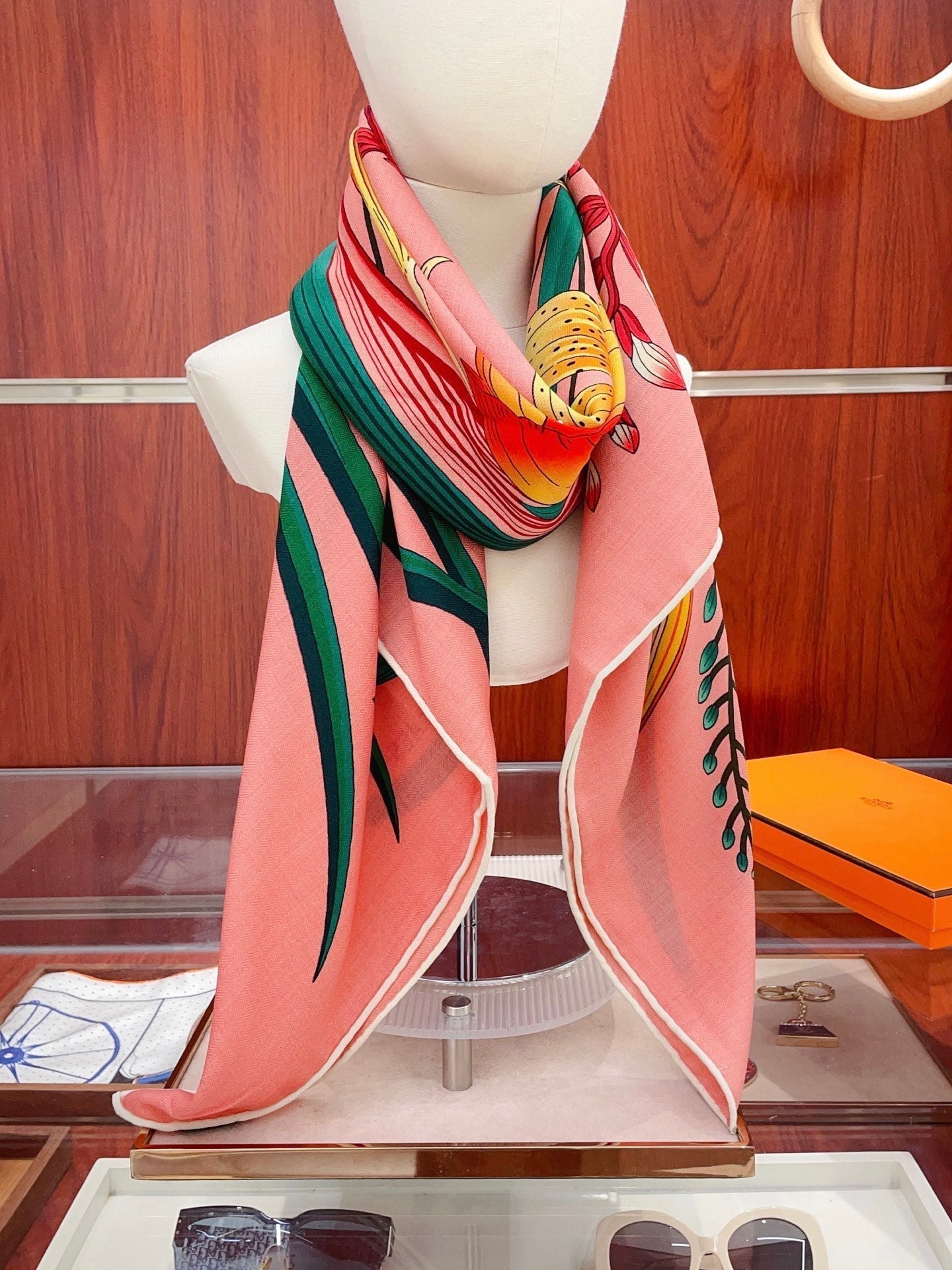HM Bouquet Final Scarf 90 Pink Silk Cashmere 139460