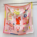 HM 26s Double-sided Scarf 90 Pink Multicolor Twill Silk 150374
