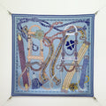 HM Tresse Scarf 90x90 Blue Colorful Twill Silk 198470