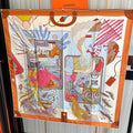HM 25s Major Scarf 90cm Orange Colorful Cashmere 972934