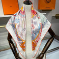 HM Aloha Scarf 90x90 White Colorful Twill Silk 209511